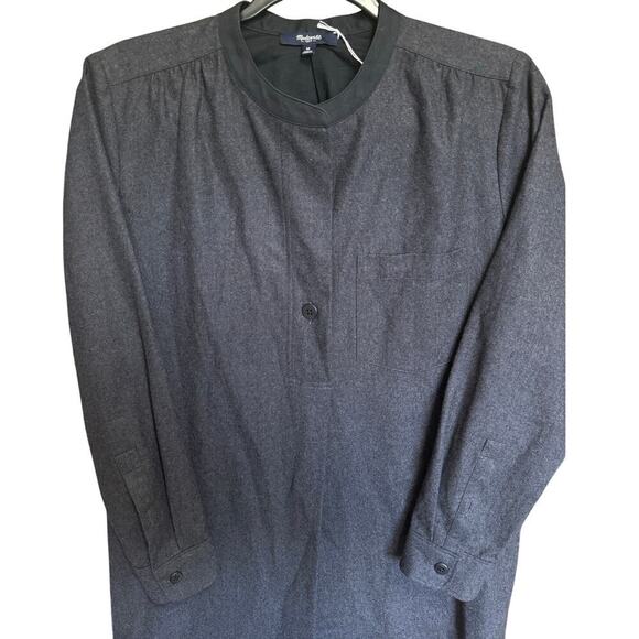Madewell NWOT Flannel Latitude Shirt Dress Shift Wool Charcoal Grey Size Medium - Picture 4 of 11